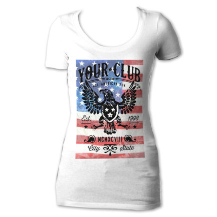 All American Design on a womans White T-shirt