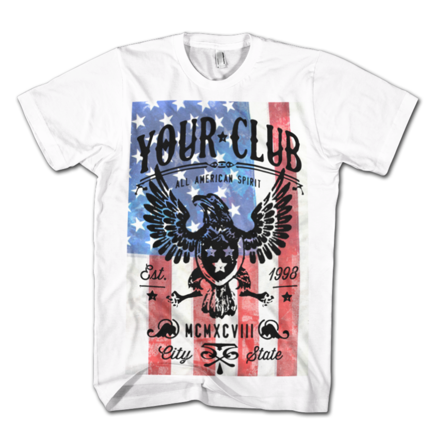 All American Design on a Mens White T-shirt