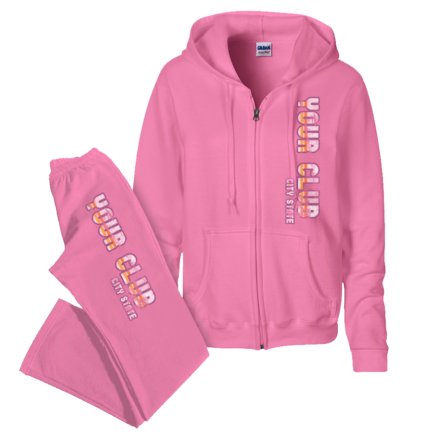Retro Stripe Design Womens Zipper Jacket and pants Set in Pink