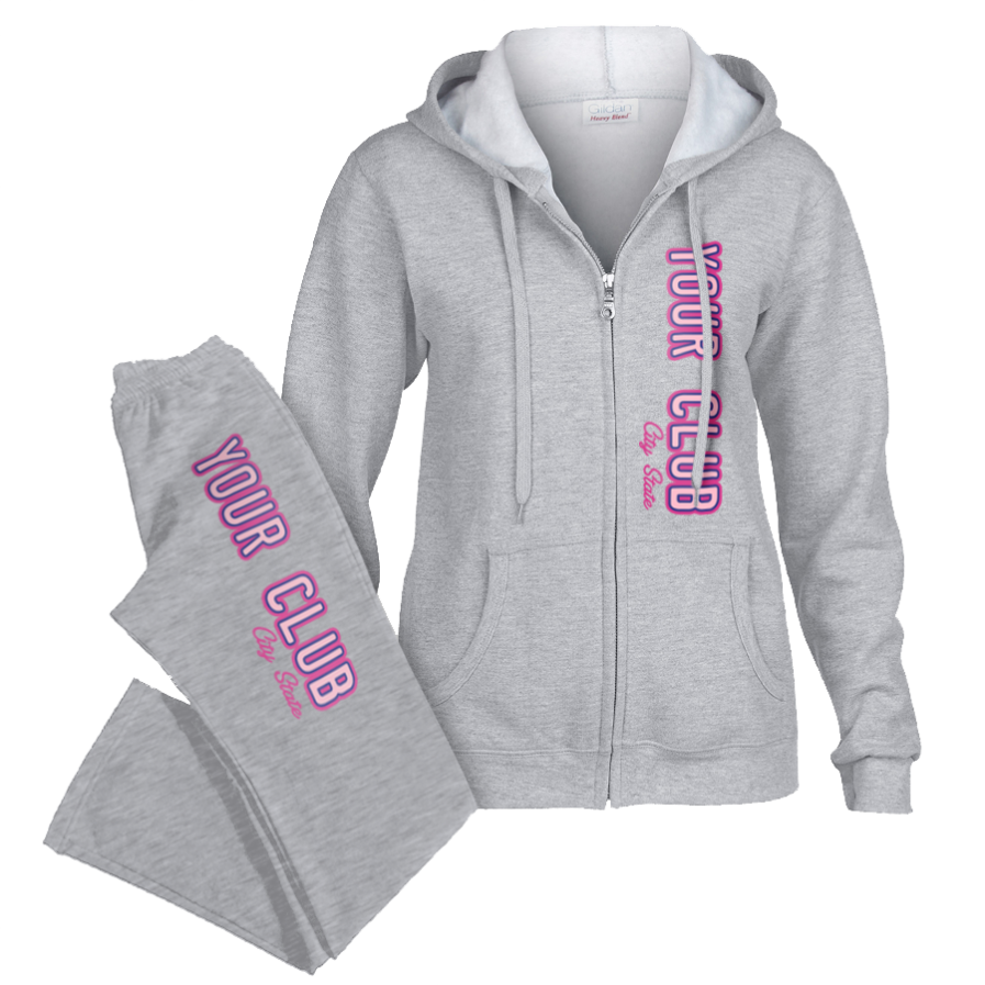 Simply Pink Design Womens Zipper Jacket and pants Set in heather Grey