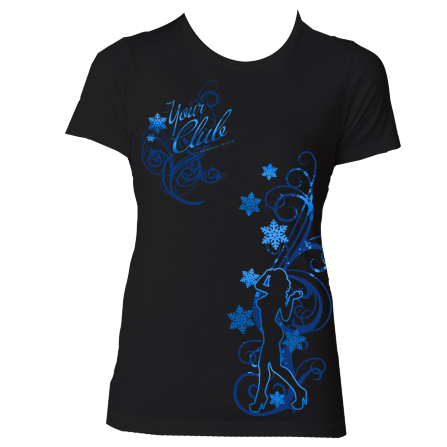 Snow Party Design Womens Shirt in Black